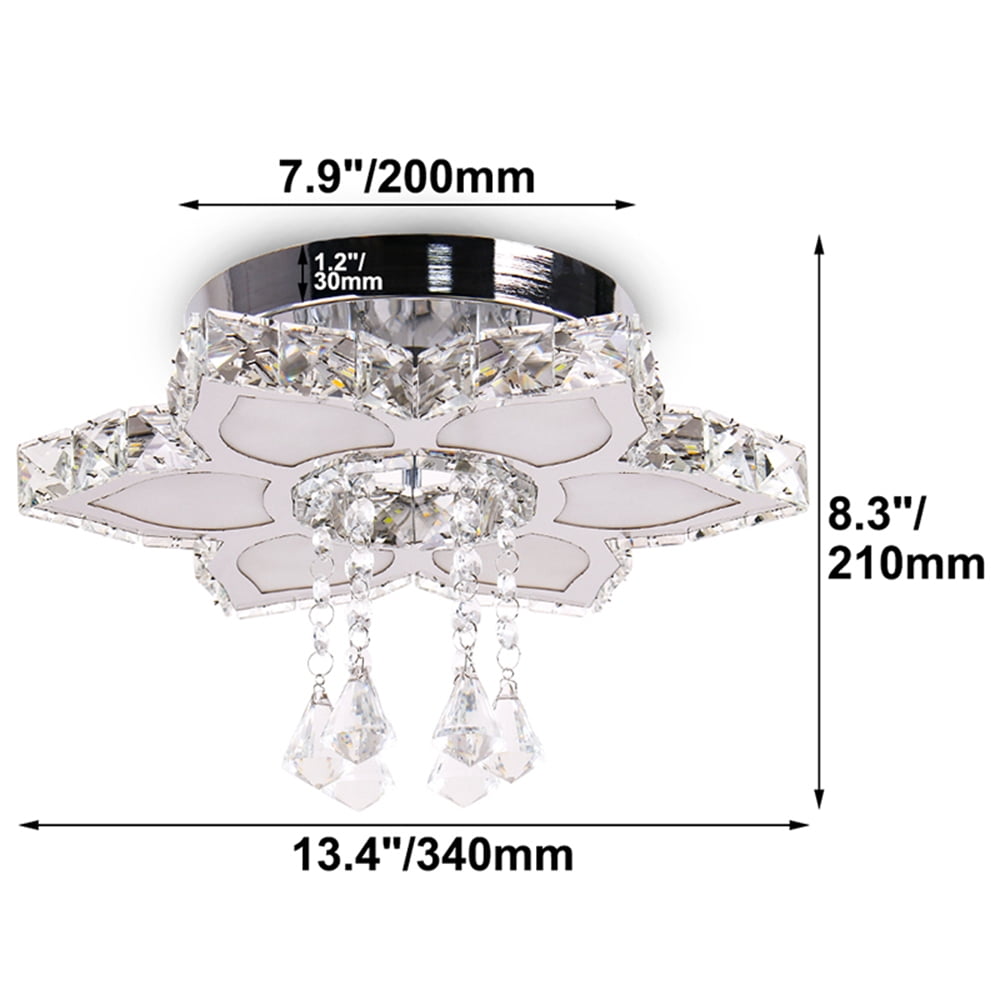 FRIXCHUR Crystal Chandelier Modern LED Flower Crystal Ceiling Light Flush Mount Chandeliers for Bedrooms Living Room Dining Room Hallway Closet (Warm White )