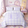 thumbnail image 2 of Manfei Purple Dreamy Bowknot Initial D Quilt Full,Classic Grid Geometric Full Bedspread Sets,3 Pieces,1 Coverlet and 2 Pillowcases, 2 of 7