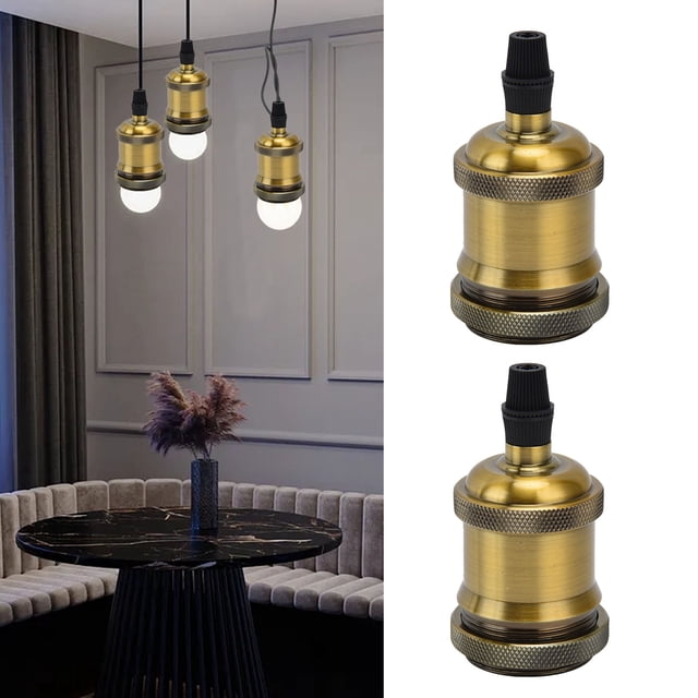 Lamp Holder, Vintage Lamp Socket Widely Use Exquisite Design For E26/27 Bulb Yellow Bronze