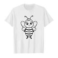 thumbnail image 4 of NINGMENG Hauts et T-Shirts pour Filles, Été, Imprimé Abeille, Col Rond, Manches Courtes, Décontracté, Confortable, Mode Urbaine, Blanc, 6-7 Ans, 4 of 4