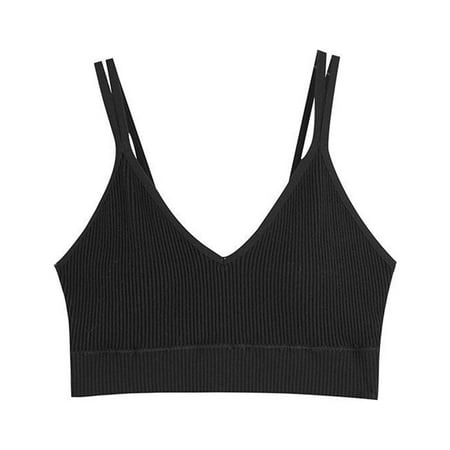 Ramiter Women S Lingerie Underwear Breathable Sports Wearing Women Vest Pad Top Sexy Bra Chest One Size Black