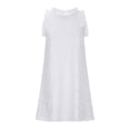 thumbnail image 4 of SMihono Womens Mini Summer Fall Stylish Vacation Beach Sleeveless Wedding Guest Solid Smocked Prom Dress Trendy 2024 Crew Neck Boho Dresses Loose Casual Holiday White 8, 4 of 6