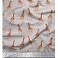 thumbnail image 1 of Soimoi Gray Poly Georgette Fabric Dot & Giraffe Animal Decor Fabric Printed BTY 52 Inch Wide, 1 of 3