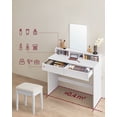 thumbnail image 2 of VASAGLE Coiffeuse avec Grand Miroir, Coiffeuse, Table de Maquillage avec 2 Tiroirs et 3 Compartiments, Bureau de Maquillage, Moderne, 2 of 6