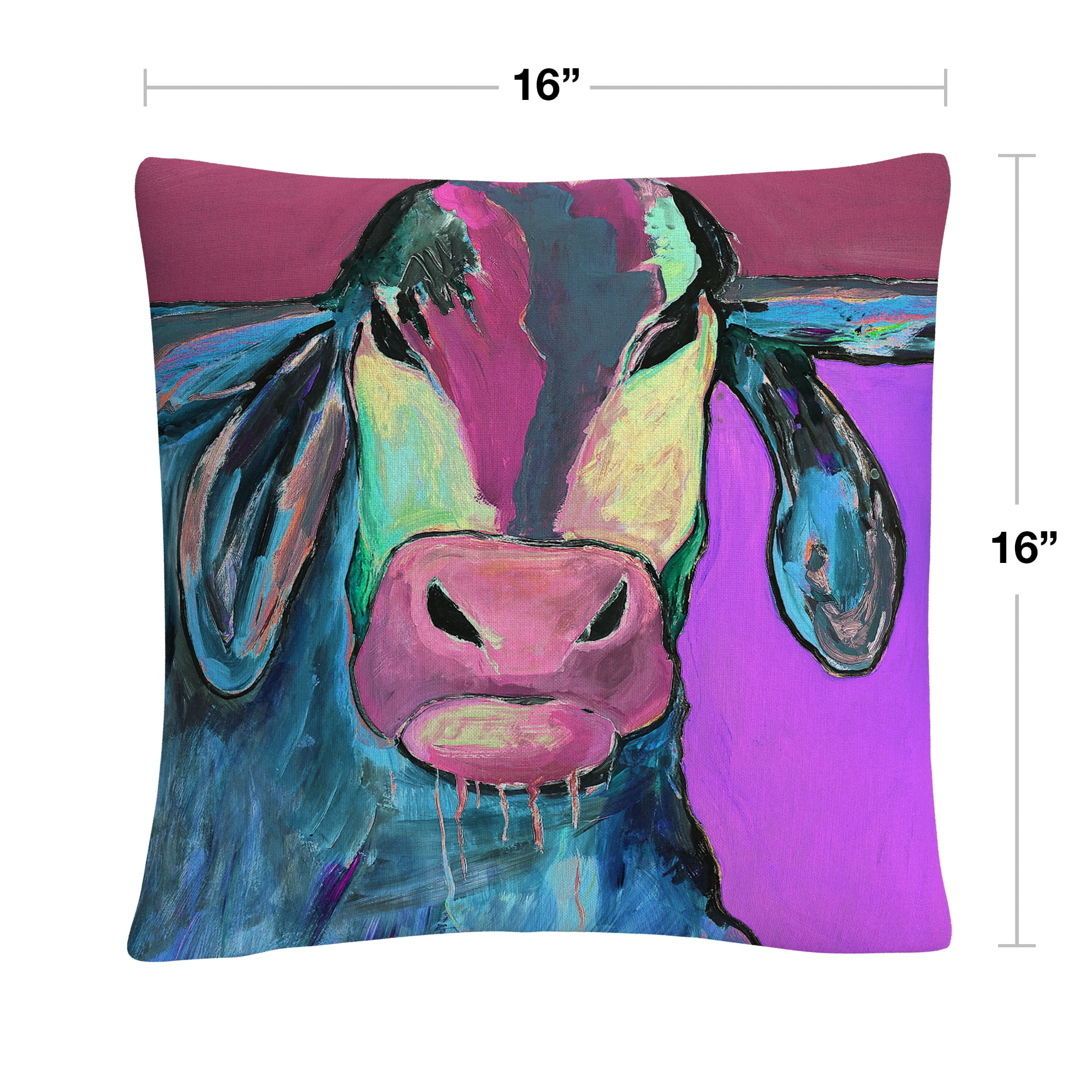 Color Series Bull Drool 2' Animals Pets Painting Bold By Pat Saunders-White 16 X 16 Decorative Throw Pillow
