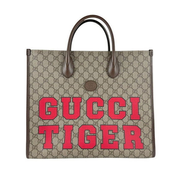Pre-Owned GUCCI Handbag Shoulder Bag Tiger GG Medium Supreme Canvas Brown Red Men... (Good)