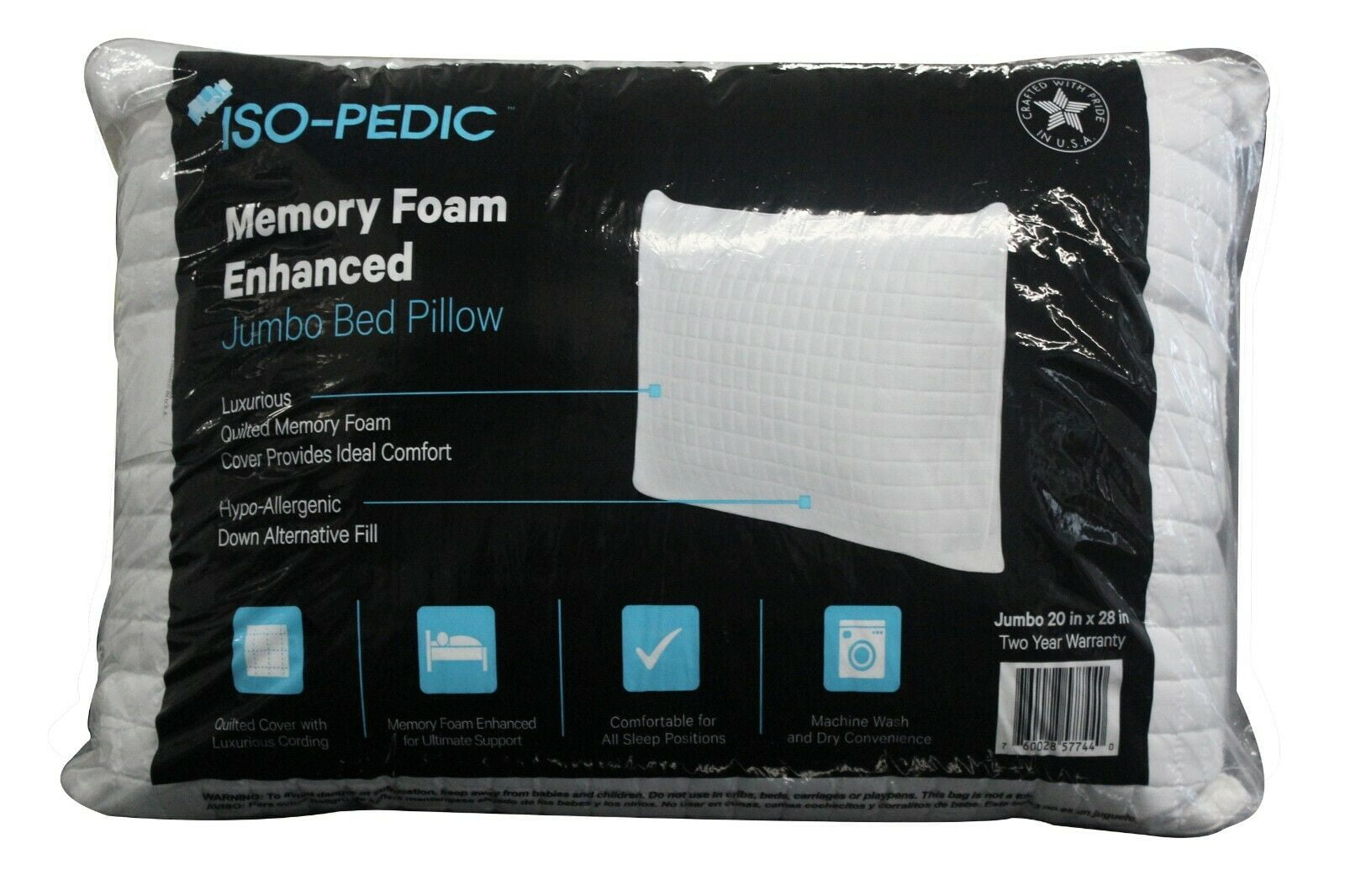 Serta Jumbo Medium Synthetic Bed Pillow in the Bed Pillows department at  Lowes.com