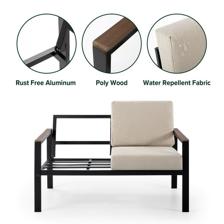 Zinus Dillon 4 Piece Aluminum and Poly Lumber Outdoor Conversation