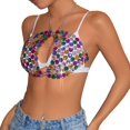 thumbnail image 1 of Women Colorful Crystal Halter Bikini Bras Body Chain Sexy Hollowed Jewelry Crop Top Beach Nightclub Party Chest Chain, 1 of 4
