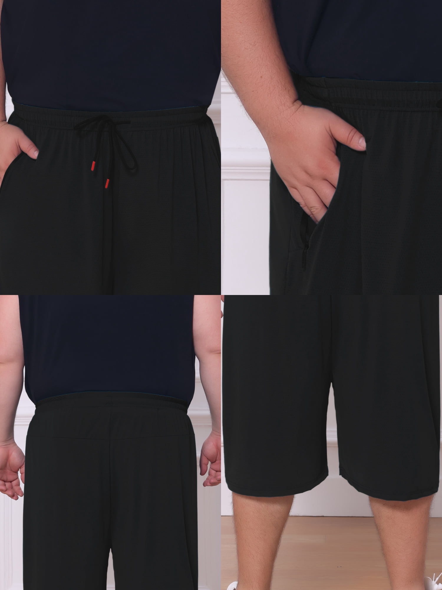 DARING DIVA Men's Big Tall Athletic Shorts with Zipper Pockets 3XL Black