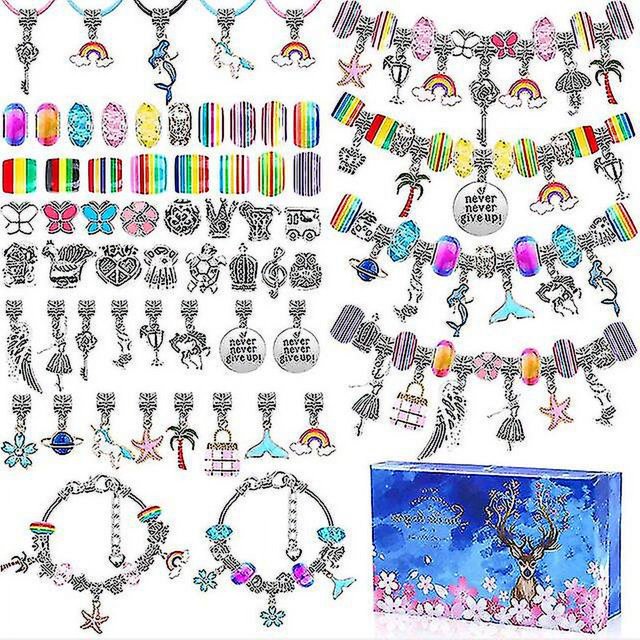 112 Uds. Kit de fabricación de joyería navideña, pulsera con dijes, collares, cuentas de aleación Pandora, conjunto Diy, pulsera para niños, envío gratis