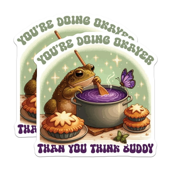 (2 Pack) Motivational Animal Magnets - Frog Kitchen Decor - Encouraging Quotes Magnets - 5" On Longest Side - for Cars, Fridges, Toolboxes - Made in USA - MAG5948