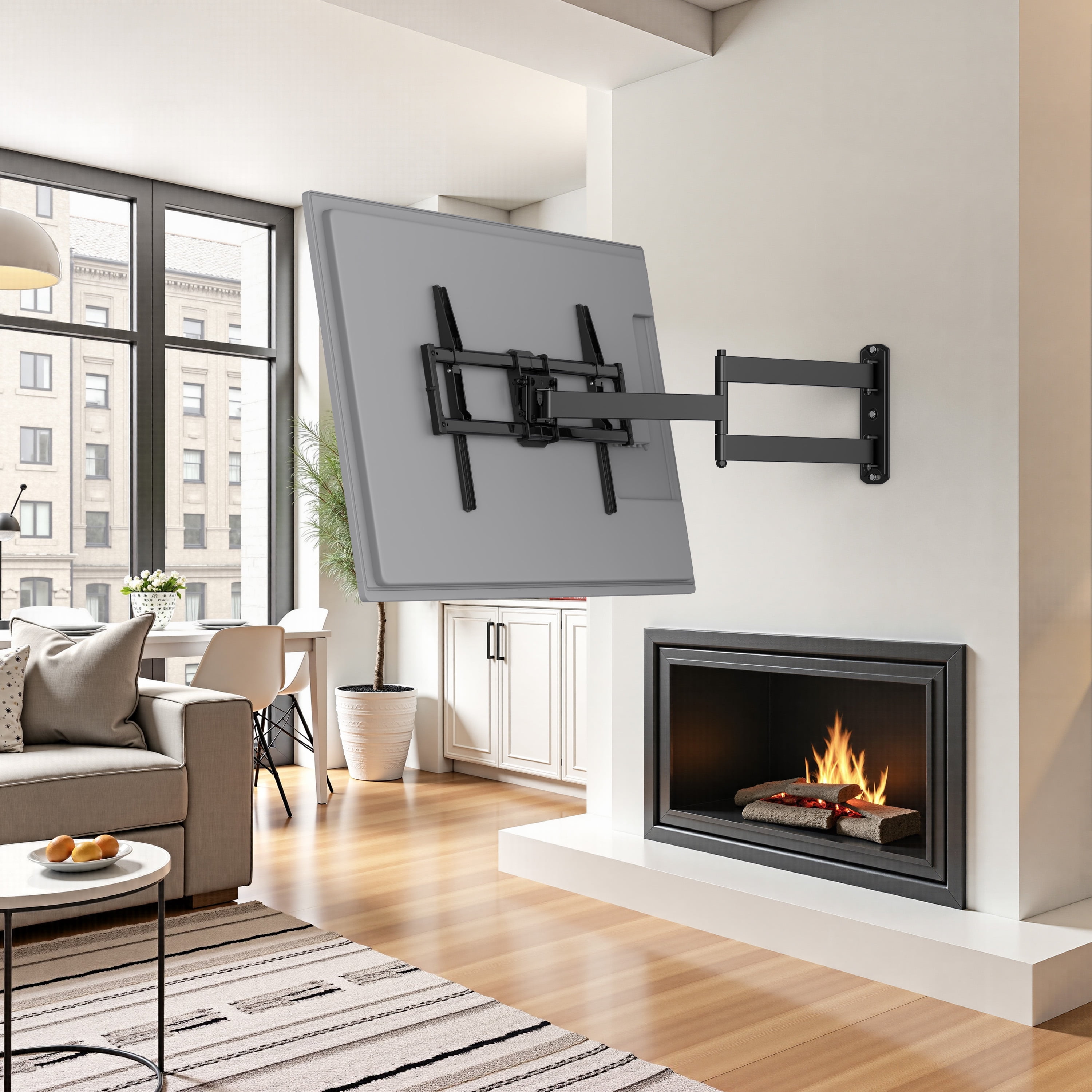 USX MOUNT Corner Full Motion TV Wall Mount for 32-80" TVs, 32.37" Extension, Swivel Tilt Arm, Max VESA 600x400mm, Holds 100 lbs