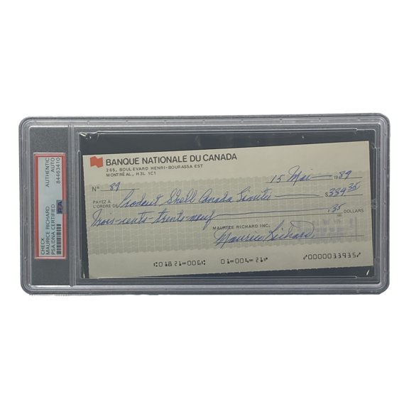 Maurice Richard Signed Montreal Canadiens Bank Check #89 PSA/DNA