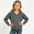thumbnail image 2 of akafmk Cardigan Sweater for Girls Soft Cotton Cardigans V Neck Button Down Casual Knit Outerwear Versatile Fall Clothes, Size 3-4 Years, 2 of 8