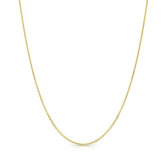 Tilo Jewelry 14K Solid Yellow Gold Diamond-Cut Cable Thin Chain Necklace with Secure Spring-Ring Lock | 0.9mm - 16 Inch | Everyday Dainty Necklace for Women, Men, Unisex