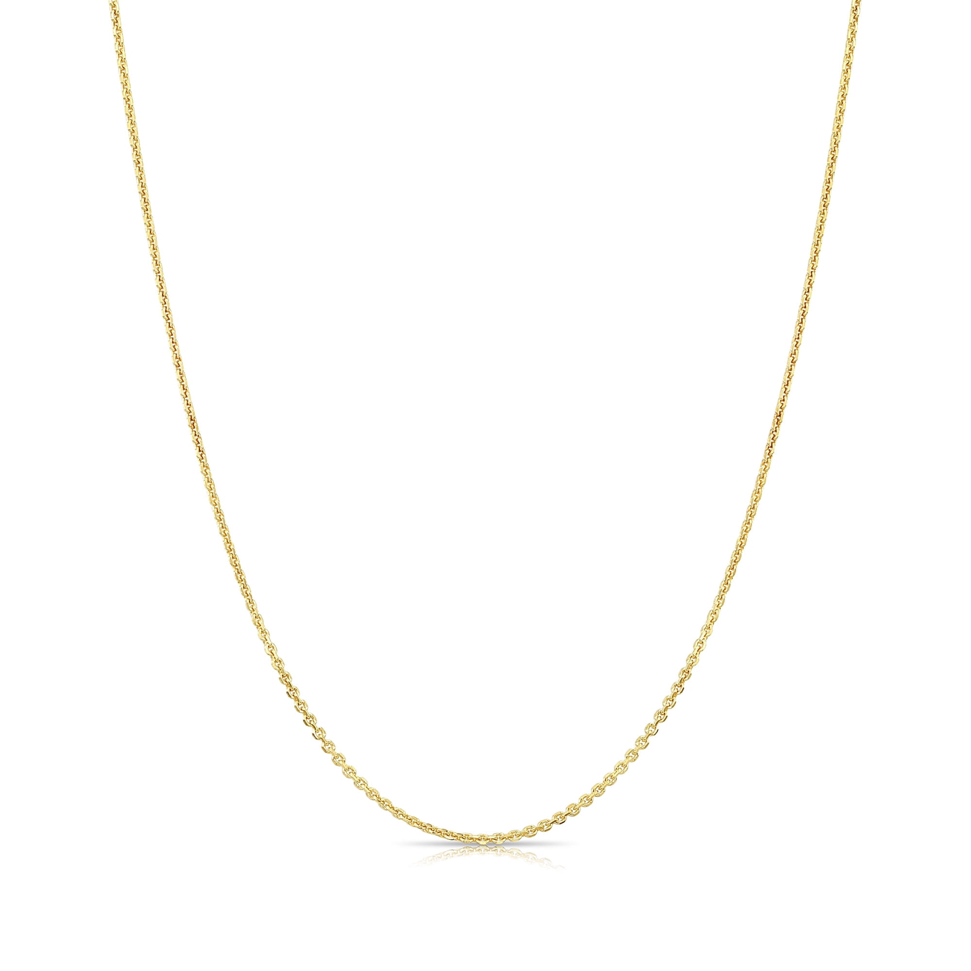 Tilo Jewelry 14K Solid Yellow Gold Diamond-Cut Cable Thin Chain Necklace with Secure Spring-Ring Lock | 0.9mm - 16 Inch | Everyday Dainty Necklace for Women, Men, Unisex