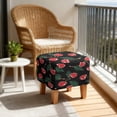 thumbnail image 4 of SCRAWLGOD Cherry Leaf Print Black Square Ottoman Slipcover, Removable Washable Footrest Stool Cover Foldable Storage Furniture Protector Elastic Ottoman Cover for Pets, 4 of 7