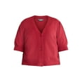 thumbnail image 5 of Terra & Sky Women's Plus Short Sleeve Button Front Cardigan, Sizes 0X-5X, 5 of 5