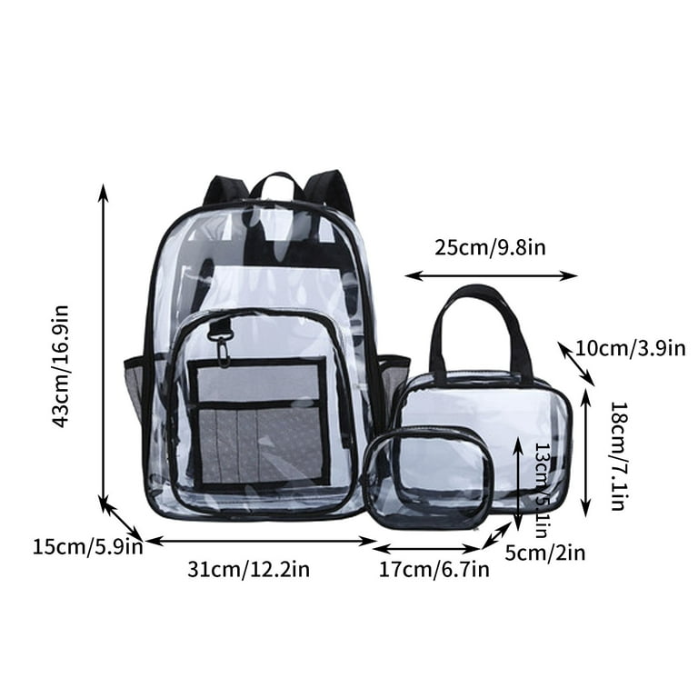 3PCS Clear Backpack Heavy Duty, See Through 3PCS Clear Backpack Heavy Duty See Through School Bag for  main image 2
