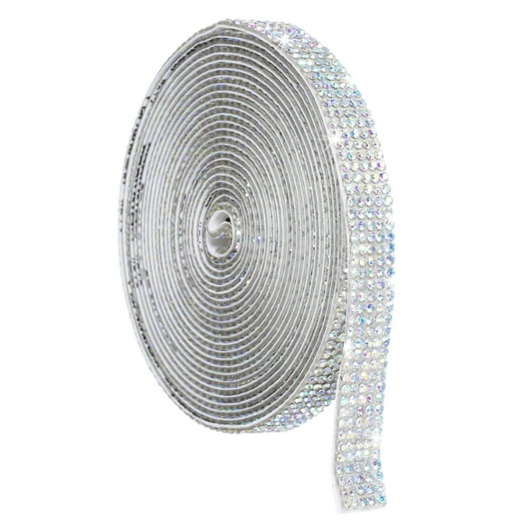 Crystal Rhinestone Ribbon Roll, 5 Rows of 4 Yard Self Adhesive Crystal Strips AB Color