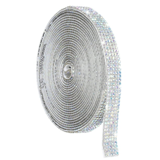 Cinta de cristal de strass, rollo de 5 filas de tiras de cristal autoadhesivas de color AB