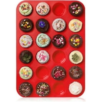Triani Silicone Mini Muffin Pan Silicone Cupcake Baking Cups for Ovens, 24 Non Stick Silicone Molds for Muffin Tins Silicone Mini Muffin Pan