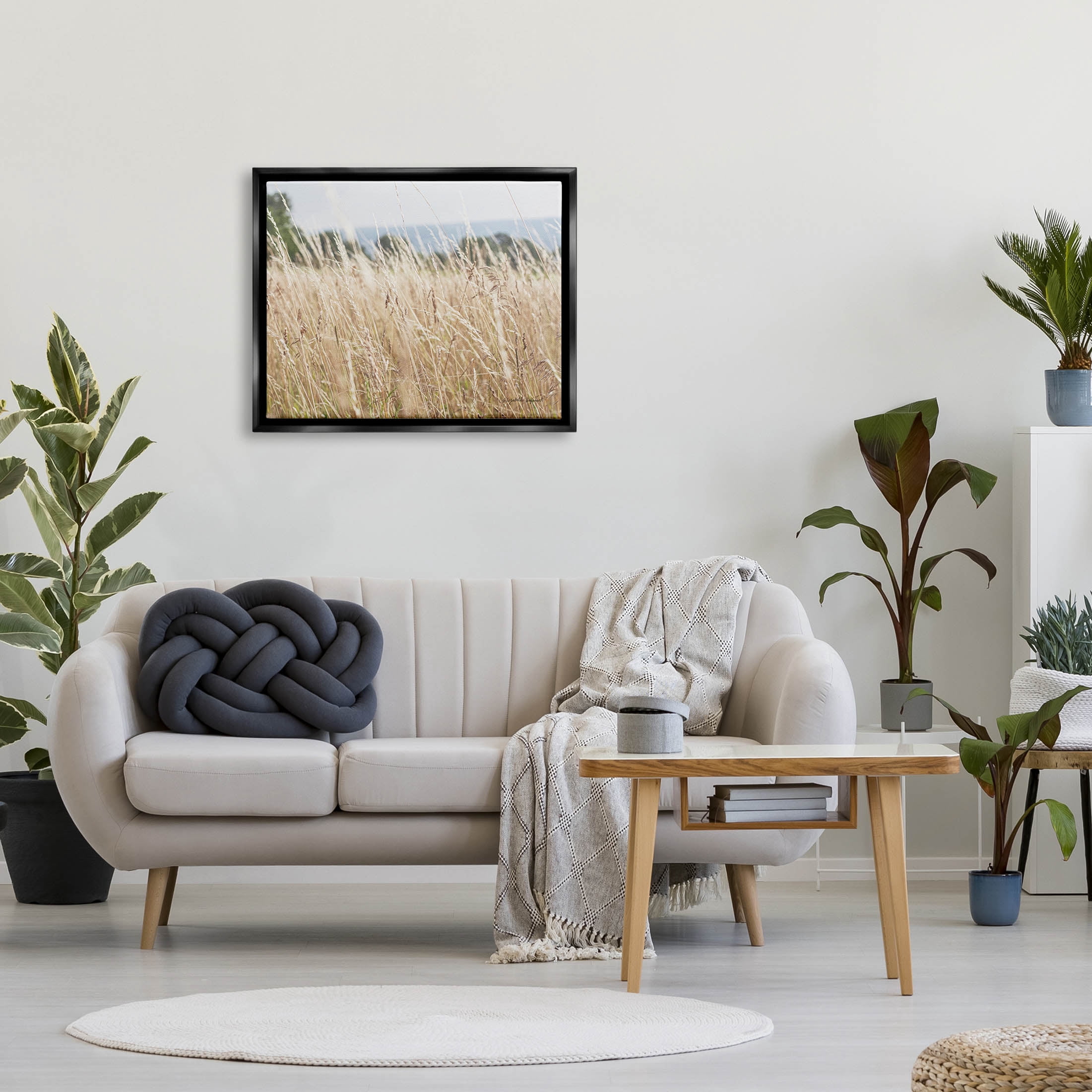 Stupell Industries Rural Wheat Field Spring Breeze Photograph Jet Black Floating Framed Canvas Print Wall Art, Design by Elizabeth Urquhart