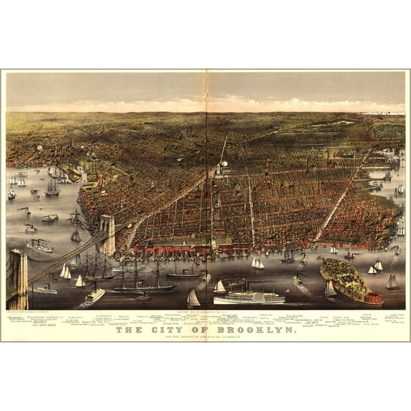 24"x36" Gallery Poster, map of city of Brooklyn 1879