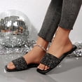 thumbnail image 4 of Horivan Women's Rhinestone Slide Sandals Sparkly Flat Slippers for Women Casual Comfort Summer Outdoor Indoor Wear Glam House Shoes, 4 of 9