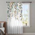 thumbnail image 4 of Green Brown Botanical Sheer Curtains 54 Inches Long, Farmhouse Eucalyptus Leaves Light Filering Curtains, Breathable Simi Curtain Privacy Drapes for Kitchen Bathroom Nursery Small Window Treatment, 4 of 9