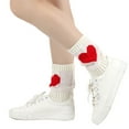 thumbnail image 2 of CUZIBR Socks For Women Knitted Love Heart Print Leg Warmers Crochet Leggings Leisure Warm Cute Crew Socks Casual Breathable Socks,White,One Size, 2 of 4