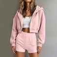 thumbnail image 6 of Tnhcen Women's Cropped Zip Up Hoodie Long Sleeve Sweatshirt Solid Color Casual Loose Fit Jacket with Drawstring Hood Active Wear Yoga Top Streetwear Basic Essentials S-2XL Autumn Winter, 6 of 7