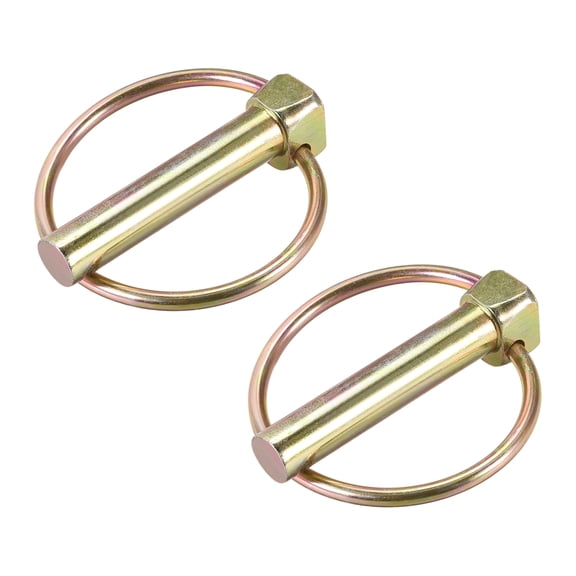 2Pack 3/8" x 2-3/4" Linch Pin with Ring, Trailer Pins Assortment Kit for Boat Kayak Trailer Tractor Trolley, Gold