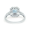 thumbnail image 4 of Halo Radiant Cut Wedding Ring Aquamarine CZ 925 Sterling Silver Size 7, 4 of 7