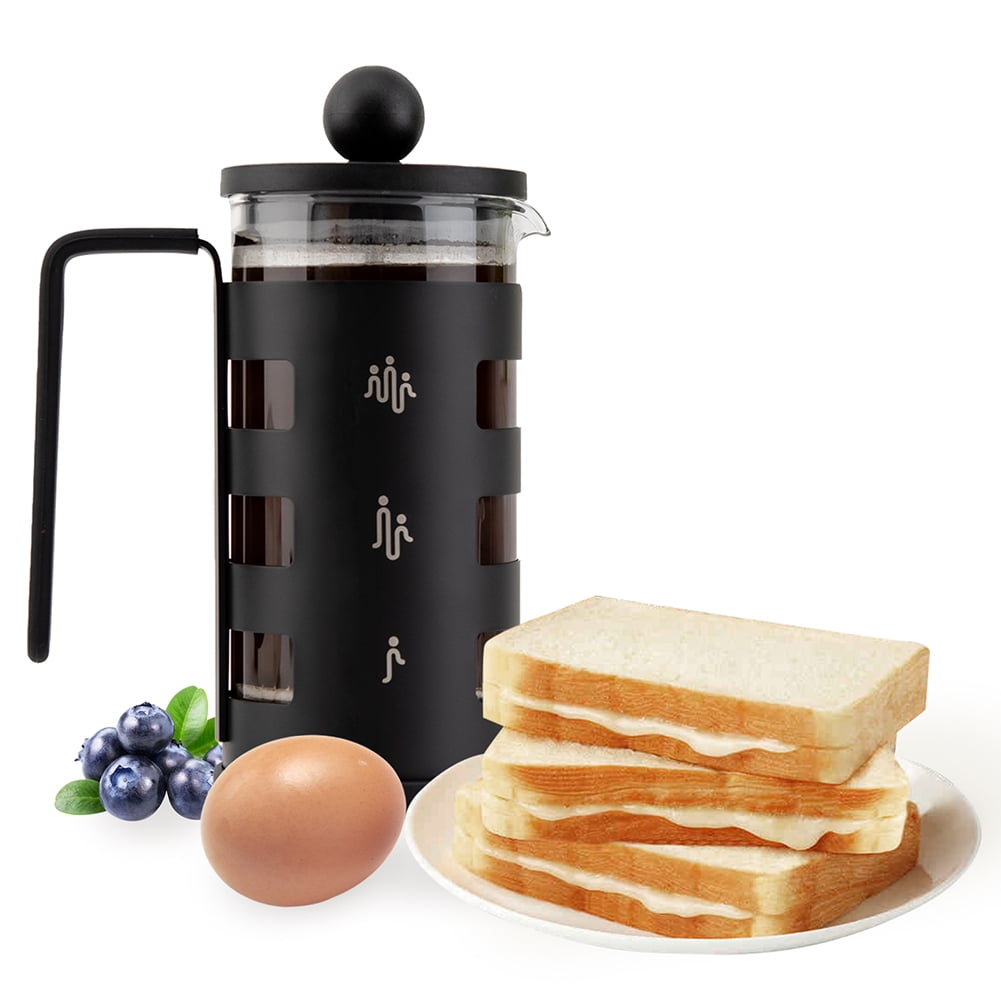 Private Jungle Stainless Steel Cafetiere 8 Cup, French Press Coffee Maker Easy Cleaning Cafeteria, Double Walled Heat Resistant Borosilicate Glass, 1000ml /34 oz, Black