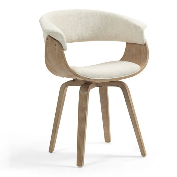 Berkeley Beige Upholstered Fabric Dining Chair with Natural Wood Accent Legs