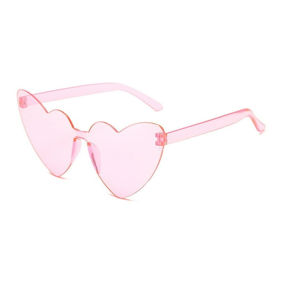 10 Pairs Pink Heart Shaped Rimless Eyeglasses, Clear and Tinted Sunglasses