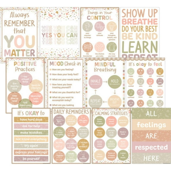 Teacher Created Resources Terrazzo Tones Positive Practices Small Poster Pack, Pack of 12