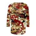 thumbnail image 5 of CYMMPU Loose Fit Round Neck 3/4 Sleeve Fall Fashion Shirts Flower Pattern Tunic Tops Spring Tops Blouses for Women Dressy Casual Lightweight Basic T-Shirts Multicolor XXL, 5 of 5
