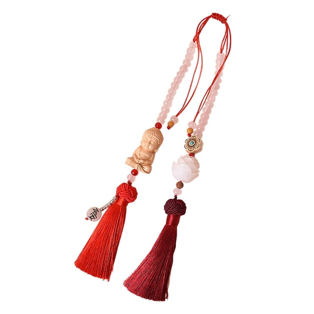 Lipstore Buddha Statue Hanging Ornament Dangle Accessory Car Rear View Mirror Pendant Red with Gift Box