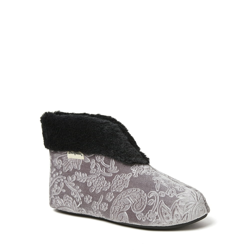 Dearfoams Dearfoams Embossed Velour Bootie Slippers with Memory Foam