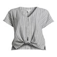 thumbnail image 3 of CHOK Women‘s Linen Blend Tie Front Top  Sizes S-XXXL, 3 of 5