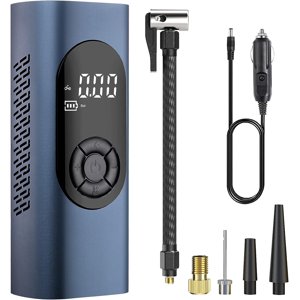 Tire Inflator Portable Air Compressor, 9000mAh Car Tire Air Pump, 2X Fast Inflation 150PSI Car Accessories with LED Light Portable Cordless Tire Inflator for Cars, Electric Bikes, Balls, Motorcycles