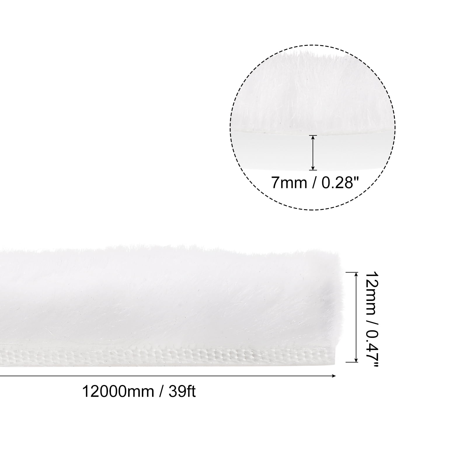 Uxcell 2 Pack Weather Stripping Brush, 39ft L x 0.28" W x 0.47" H Self-Adhesive Seal Weatherstrip Sweep Brush White for Door Window