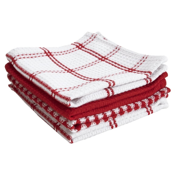 T-fal Premium Waffle Dish Cloths, 4-Pack, Red