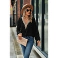 thumbnail image 5 of Anbech Lace Stitching Women Shirt V Neck Lace Chiffon Blouse Long Sleeve Loose Pullover Top, 5 of 6