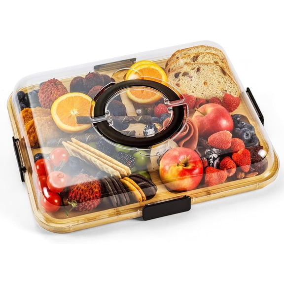 Portable Charcuterie Board with Clear Lid, Cheese & Snack Tray