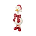 thumbnail image 6 of Christmas Resin Duck Figurine With Santa Hat And Plaid Bow, Cute Tabletop Ornament For Xmas Home Mantel Decor, 6 of 6