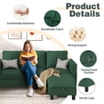 thumbnail image 3 of Walsunny Convertible Sectional Sofa Couch, Modern Linen Fabric L-Shaped Couch 3-Seat Sofa Sectional with Reversible Chaise for Small Living Room, Apartment and Small Space, Green, 3 of 11